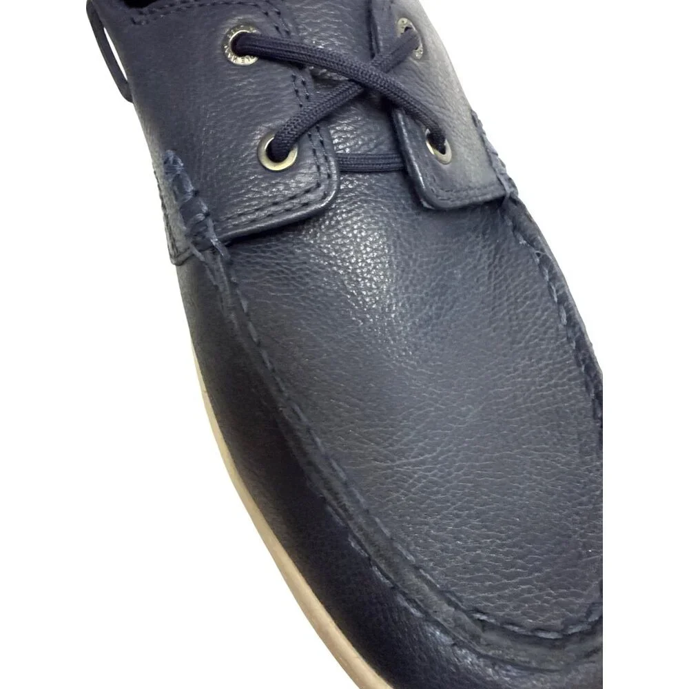 Cole Haan Nantucket Boat Moc Shoes Men's Navy Blue Leather Fixed Lace Size 11